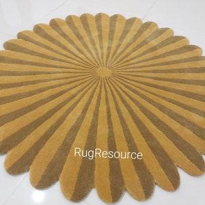 handmade tufted round sunflower shape rug for living room, bedroom kidsroom.