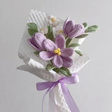 handmade yarn flowers ,purple bouquet,Tulips,Knitted flowers,gifts for her, Christmas gifts, birthday gifts