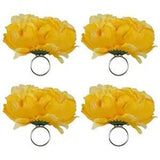 DII Beautiful Peony Flower Napkin Rings Yellow, 4 Piece