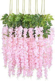Duovlo 12 Piece Artificial Silk Wisteria Vine 3.6 Feet Ratta Hanging Flower Garland String Home Party Wedding Decor (Light Pink) Flower Delivery