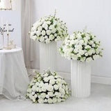 White Rose Floral Ball Large Flower Ball Wedding Centerpieces Bridal Flower Table Decor Wedding Arrangement Floral Table Runner