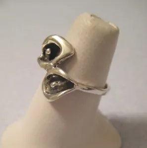 Mexican 925 Silver Taxco Oxidized Etched Double Calla Lily Flower RING To Choose
