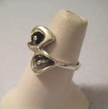 Mexican 925 Silver Taxco Oxidized Etched Double Calla Lily Flower RING To Choose
