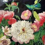 TWO Individual Napkins Birds Peonies Flowers Cocktail Decoupage (583)