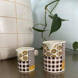 Measuring Cups, Vintage Ceramic Measuring Cups, 1/2 Cup, 1/4 Cup, Sunflower