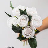 6pc White Rose Bouquet/Floral Sprays/ Wedding Roses/ White/Greenery Bushel/ Outdoor Wedding Greenery/Centerpiece Decor/Faux Flowers/