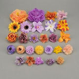 26Pcs Silk Artificial flower heads Combo Set/Rose,Peony,Sun flower,DIY Craft Flower Kit for Wedding Bouquets Arrangements Home Decorations