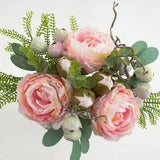 Wedding Artificial Flowers 34CM  Peony Bouquet for Bride Christmas Birthday...