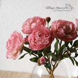 Pink peony artificial flower out of cold porcelain