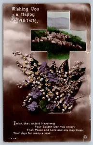 Pastoral Scene In Cross, Lily Of The Valley,  Easter, Rotary Photo Postcard