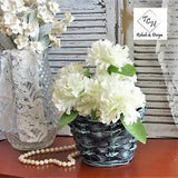 Black & Teal Decor Rope Weave Basket Carnation Flower Decor Black Vanity Basket