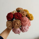 Crochet Rose Flower Bouquet Gift For Her Handmade Flower Gift For Partner Fake Flower Gift For Wife Fabric Flower Gift For Sister Artificial