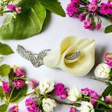 NOLAN MILLER CREAM LUCITE SILVER PLATE CALLA LILY FLOWER BROOCH