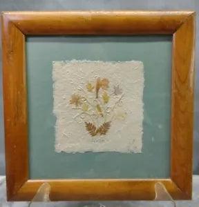 Vtg Pressed Wildflower Art. Signed And Dated. On Home Made Paper.