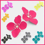 Big Metal Statement Bloom Flower Leaf Floral Lily Stud Fashion Pierced Earrings