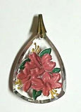 Flower Pendant Acrylic Pink Enamel Lilies Pendant Only 1 5/8"