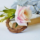 Boutonniere Rose Boutonniere, Round Bout Wedding flowers, Cream Blush Boutonniere, Button Hole, Groom Groomsmen Wedding Flower, Wedding Bout