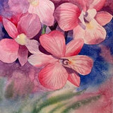 Pink Orchids ORIGINAL Painting Flower Eco Cotton Paper 8"X11" Home Interior WallArt Plant Aquarelle Handmade Tropical Floral by Elena Tuncer