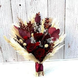 Navy burgundy bouquet, Preserved roses bouquet,Neutral bouquet, Dried pampas wedding, Boho wedding bouquet, Dried banksia, Fall bouquet