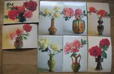 Lot Set 9 China Chinese SET PC Flower Tulip Card post Peonies Photo color Old