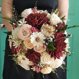 Burgundy and Blush Fall Sunflower Sola Flower Bouquet, Berry Bouquet, Fern and Wine Bouquet