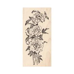 Peonies Beeswax Rubber Stamp Mounted Scenic Landscape Flowers Peony