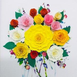 Roses, bouquet of roses, 3D card, quilling card, gift for Valentine's Day, Mother's Day gift
