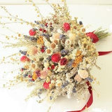Burgundy Dream Lavender Dried Flowers Bouquet / Preserved Daisy Rose Flowers Bouquet / Colorful Yellow Yarrow Fall Winter Bridal bouquet