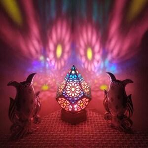Bohemian D??cor, Prism Lamp, Flower of life, Bohemian lamp,Desk Lamp, Gifts For Her, Bohemian D??cor, Led Lights Bedroom-Ready To Ship.