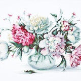 Pink and White Peonies Bouquet cross-stitch kit on Aida 18 count canvas. Spring Flowers. Cross Stitch kit by Luca-s B2263L