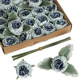 Peony Artificial Flowers 25PCS 2.16in Fake Peonies Vintage Dried Flowers Blue