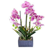 Artificial Orchid Plant, With Cement Like Rustic Planter, Indoor Fake Plant