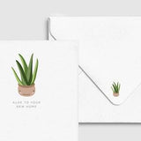Housewarming Aloe Plant Card - Funny New Home Greeting, Moving House Gift, Custom Personalized, Punny Green