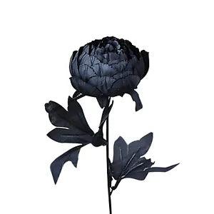 Vintage Elegant Black Artificial Single Peony Branches Fake Flowers Plastic...