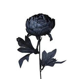 Vintage Elegant Black Artificial Single Peony Branches Fake Flowers Plastic...