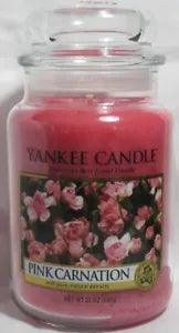 Yankee Candle Large Jar Candle 110-150 hrs 22 oz PINK CARNATION floral w/extract