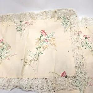 2 Pillow Shams Std VTG Crown Craft Carnation Floral Lace Ruffle New Old Stock
