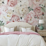 Peony Bouquets Mural | Peel 'n Stick  or Traditional Wallpaper | Custom Colors | Made in the USA! ? Vinyl-Free ?  Non-toxic