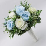 Light Blue & Ivory Wedding Bouquet, Blue  Bridal Bouquet, Wedding Flowers, Bridesmaid Bouquets, bridal Flower Package, Garden
