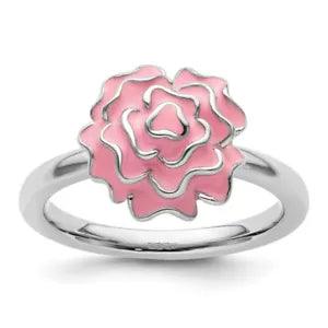 925 Sterling Silver Carnation Stackable Ring