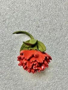 Handmade Leather Red Carnation Flower Brooch By Alberta Rose Canada