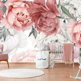 Peony Flowers Wallpaper. Removable Floral Wall Art. Peony Wallpaper. Flowers Room Decor. Non Woven Wallpaper. Self Adhesive Wallpaper KM413