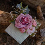 Pocket Wedding Boutonniere,Rose and Dry Flower Boutonniere,Wedding Accessory for Groom,Floral Accessory for Man,Handmade Wedding Accessories
