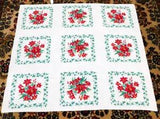 VTG 40'S 50'S PRINT COTTON TABLECLOTH RED LILY 46" X 52" NICE!
