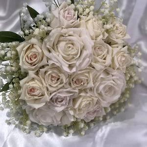 Latex real to look at rose and lilly bridal bouquet