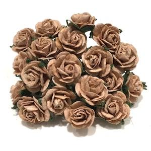Mid Brown Open Mulberry Paper Roses Or116