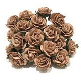 Mid Brown Open Mulberry Paper Roses Or116