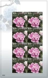 Tanzania 2009 - Peony Flower - Sheet of 8v - Scott 2544 - MNH
