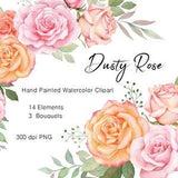 watercolor flower clipart,pink rose bouquet,Floral arrangements,Wedding Clipart,pink Bouquet,Floral Watercolor,dusty rose