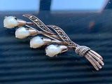 Superb French Designer Sterling Silver 925 Brooch - Lily of the Valley - 5.5cm